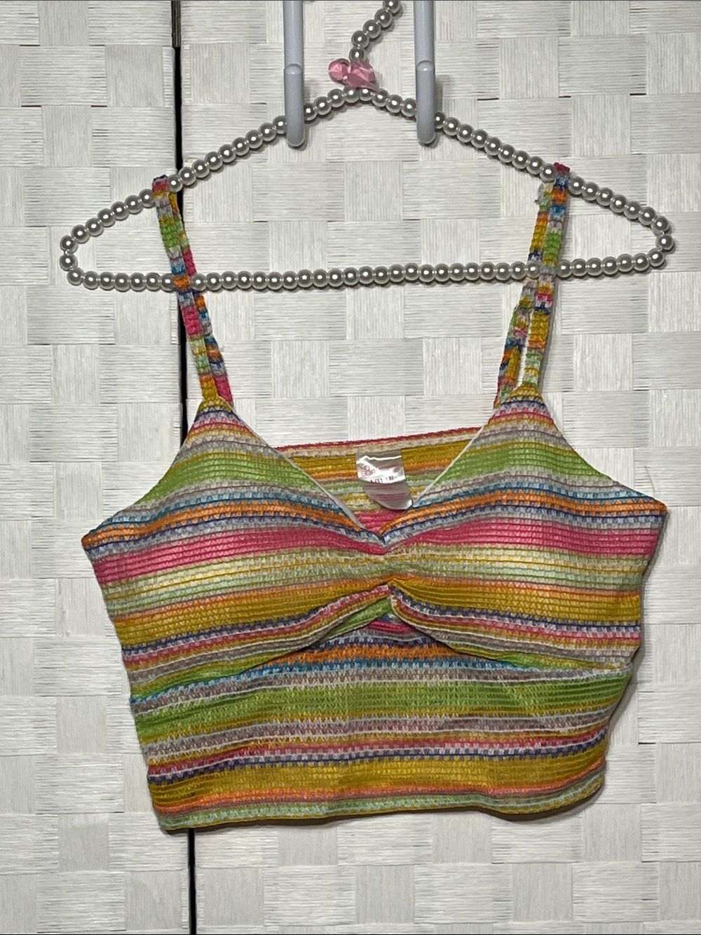 Multicolor Striped Twist-Front Boho Crop Tank Top
